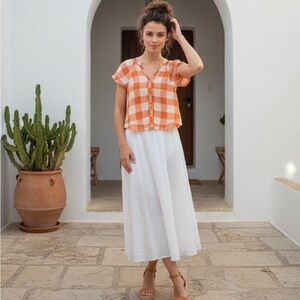 Anthropologie Maeve Gingham Button Down Top